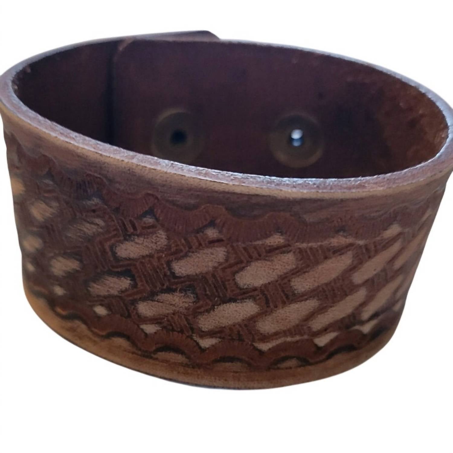 A Rare Bird Women's Hand Tooled Leather Bracelet in brown - women's jewelry