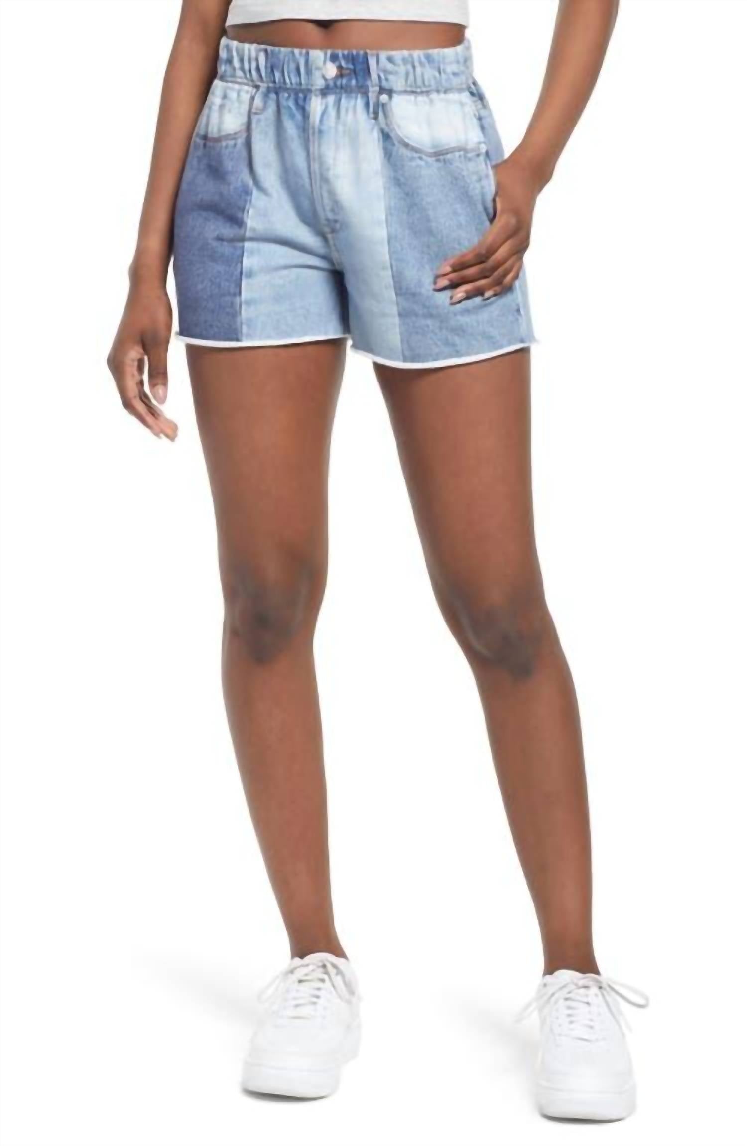 Blanknyc - Colorblock Denim & French Terry Pull-on Shorts