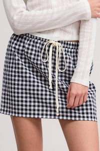 OLIVACEOUS Gingham Check Skirt in black white - women's skirt