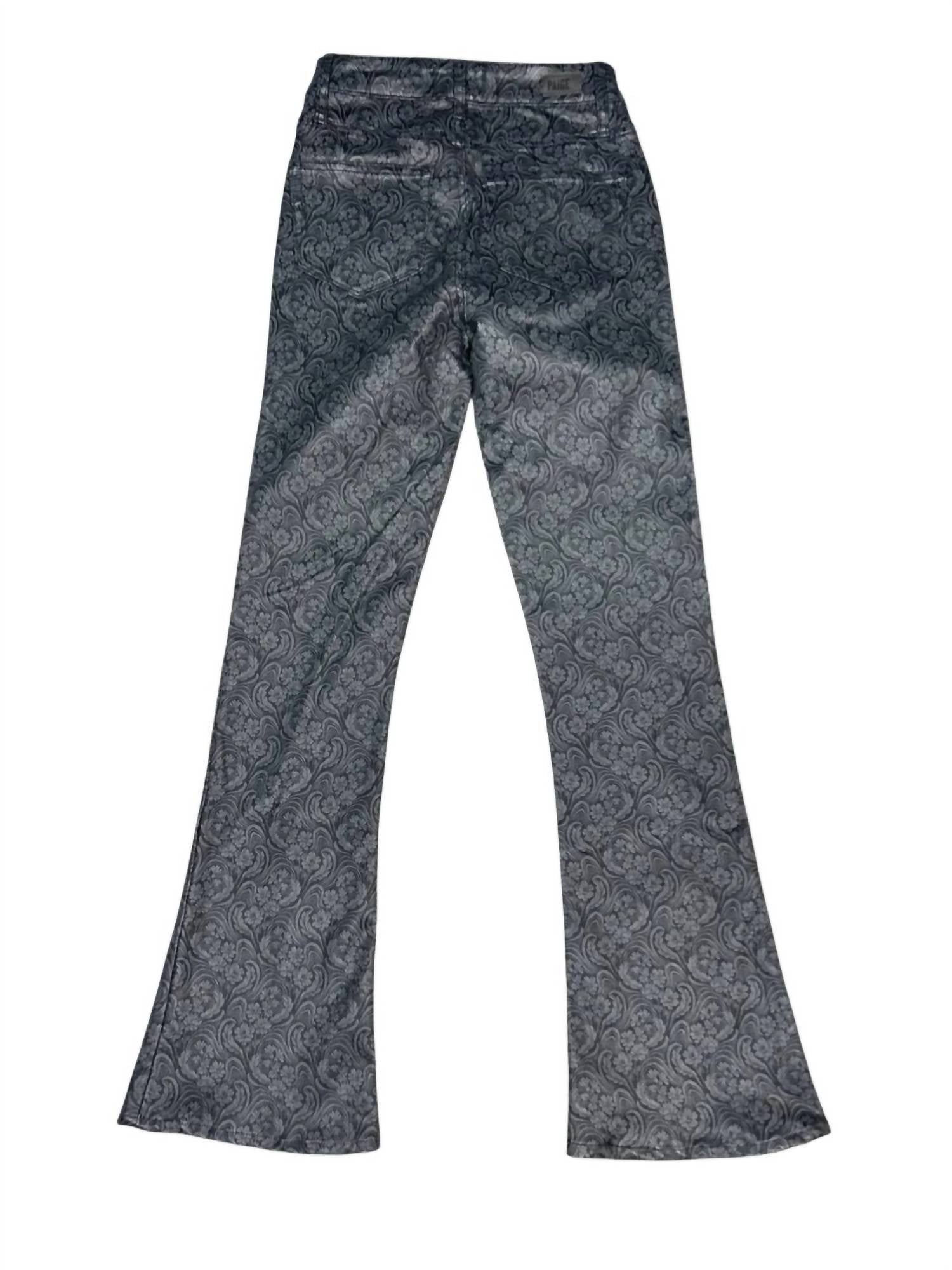 Paige Women's High Rise Lou Lou Landscape Jacquard Flare Jeans in grey - women's jeans - detail view