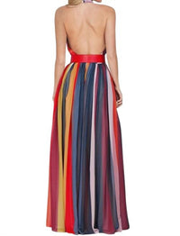 L'Atiste - Stripe Halter Maxi Dress