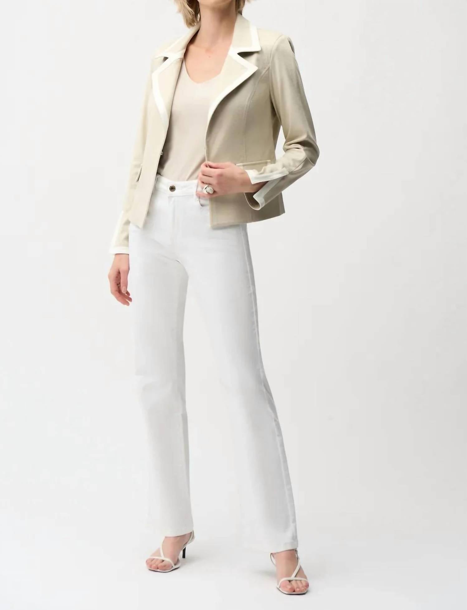 Joseph Ribkoff - Contrast Trim Faux Suede Blazer