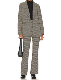 Sanctuary Filmore Flared Trousers in vanilla mini houndstooth - women's pants - alternate view