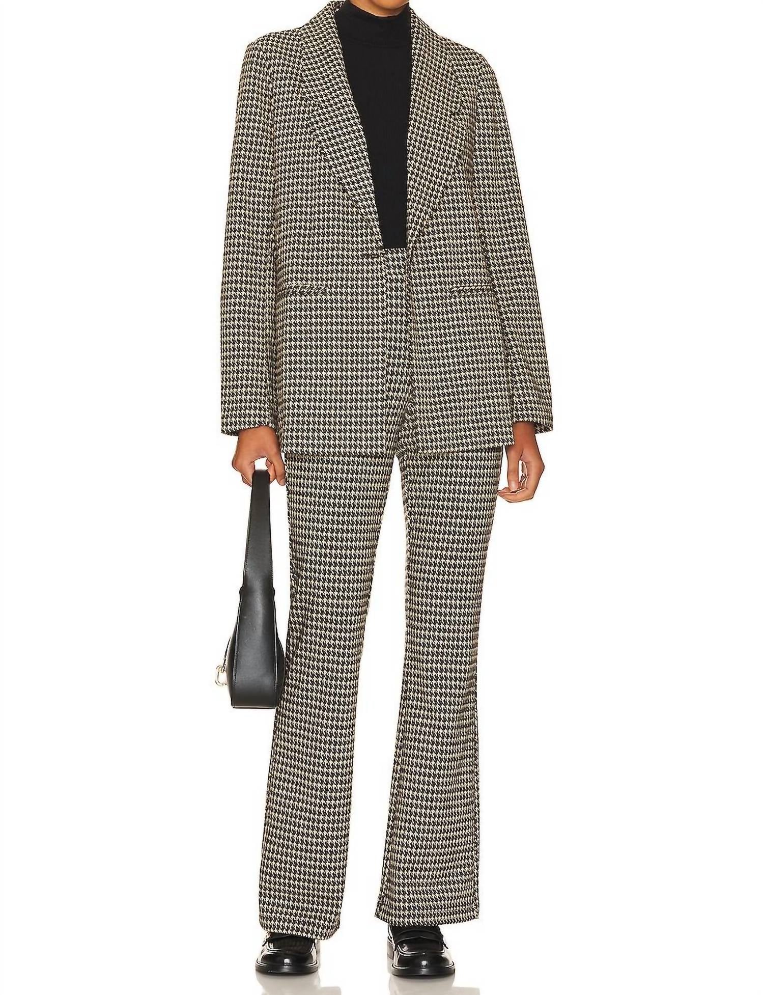 Sanctuary Filmore Flared Trousers in vanilla mini houndstooth - women's pants - alternate view
