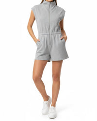 She + Sky - Drop Shoulder Front Zip Heavy Knit Romper