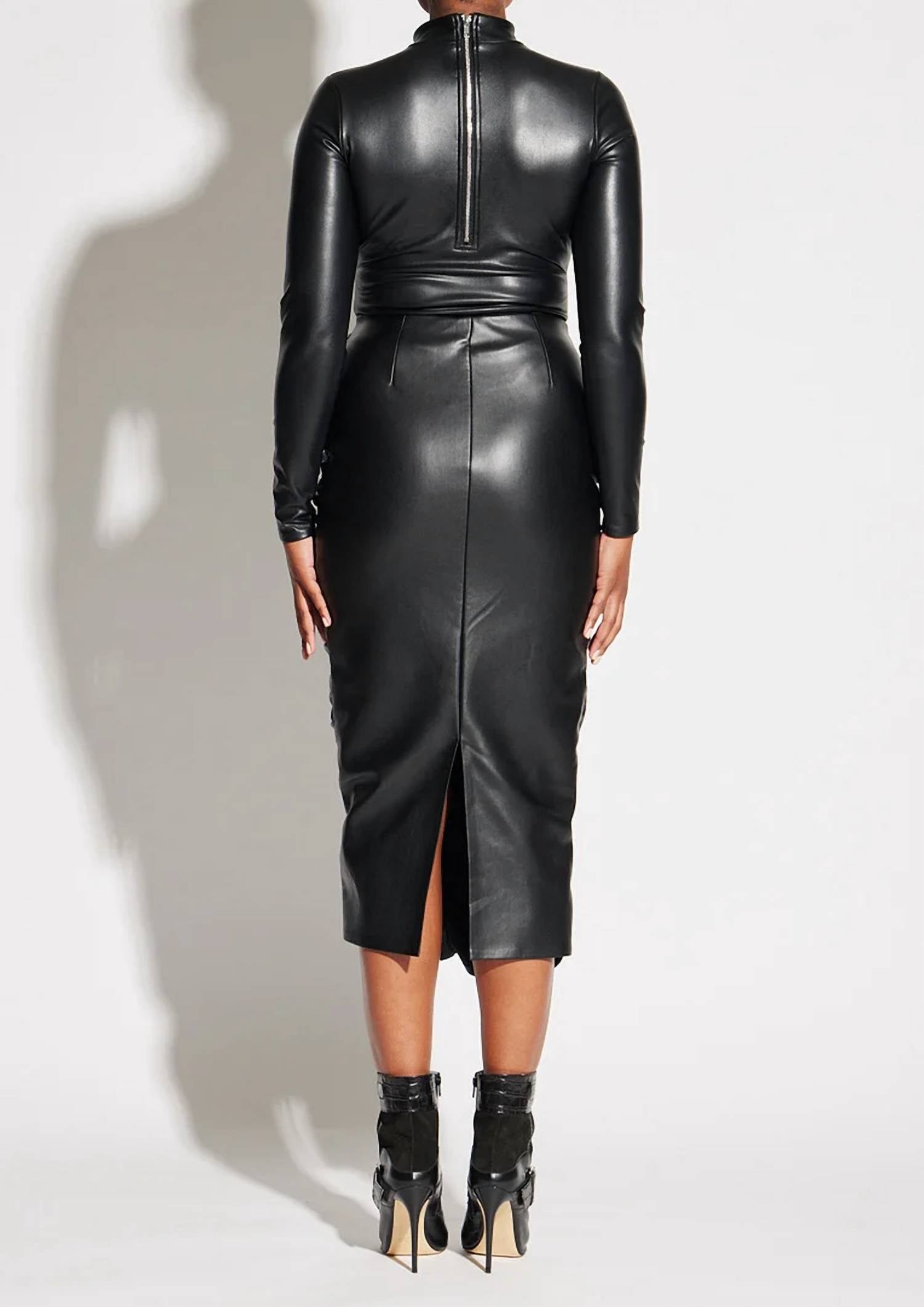 Circular Path - Vegan Leather Ruched Skirt
