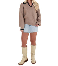 She + Sky - City Stroll V-Neck Sweater