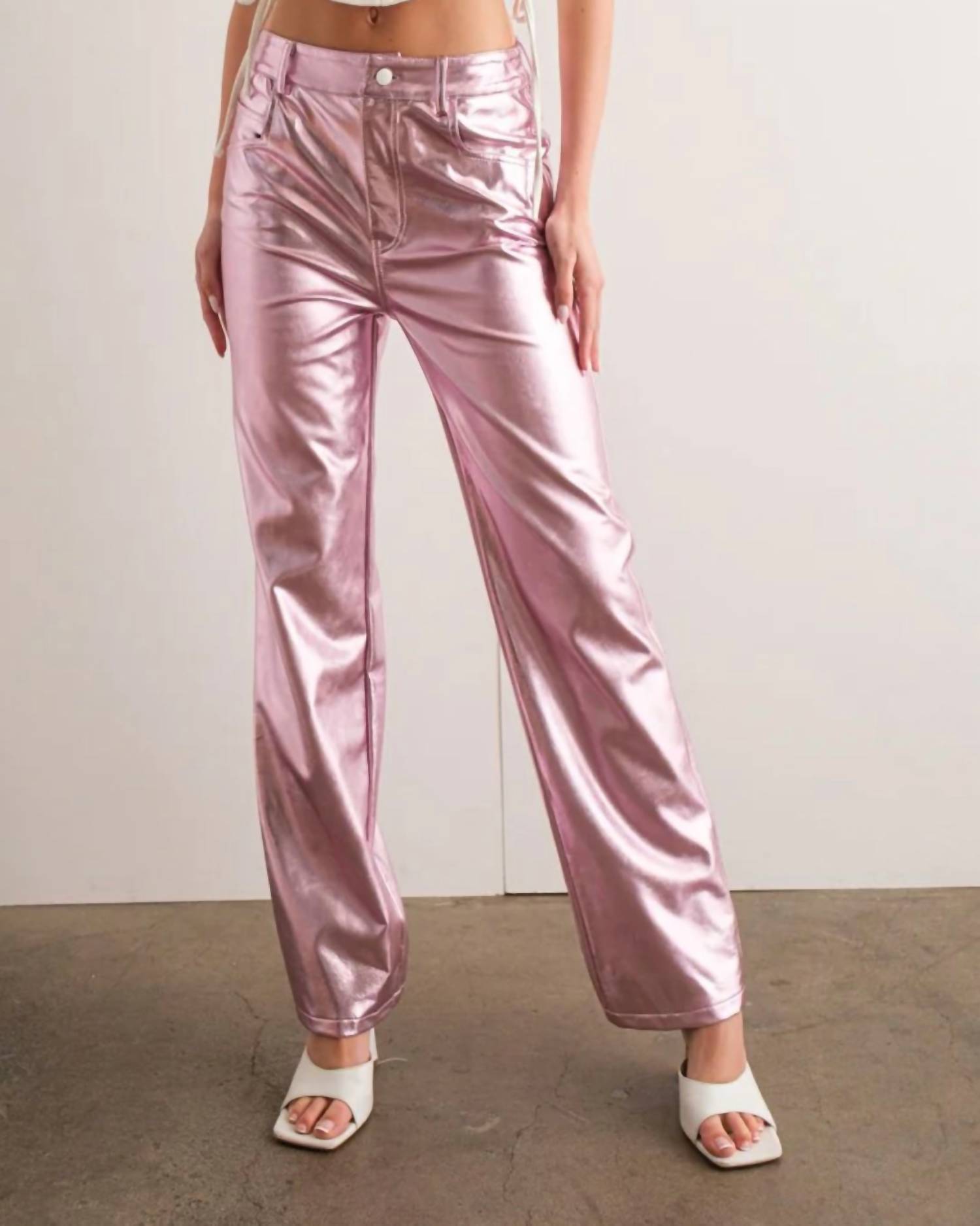 Papermoon - Metallic Straight Leg Pants
