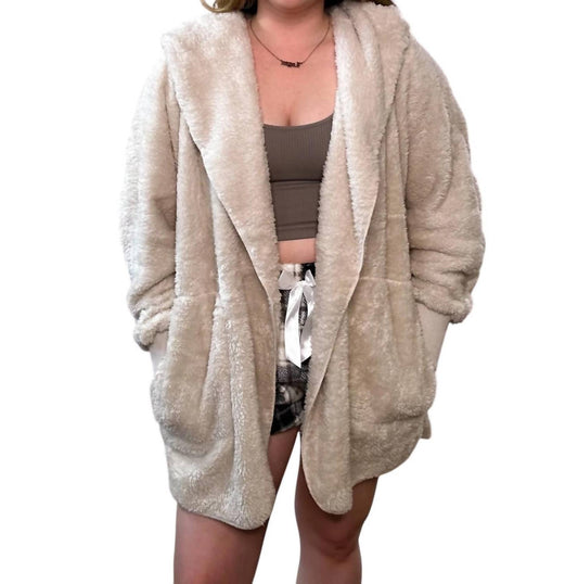 Hem & Thread - Soft Plush Hooded Cardigan