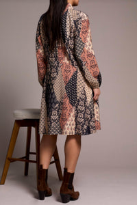 TRIBAL Raglan Sleeve Dress With Cut And Pockets in almond latte - women's dress - detail view