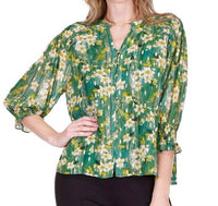 Jade Melody Tam - Smocked Shoulder V Neck Blouse