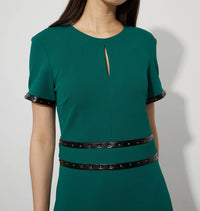 Joseph Ribkoff Faux Belted Sheath Dress in emerald - women's dress - alternate view