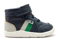 OLDSOLES Boy's 8028 Upper Ground Sneakers in navy gris neon green - kids' sneaker - detail view