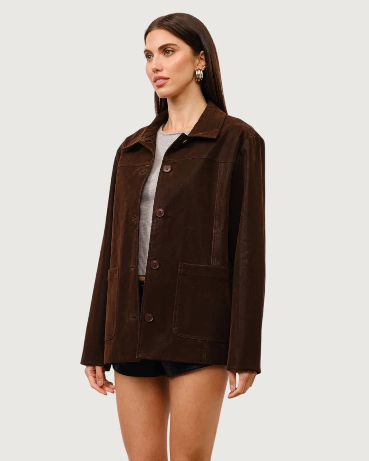 Loucia - Iris Suede Button Front Jacket