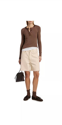 Frame - The Satin Trim Henley Top