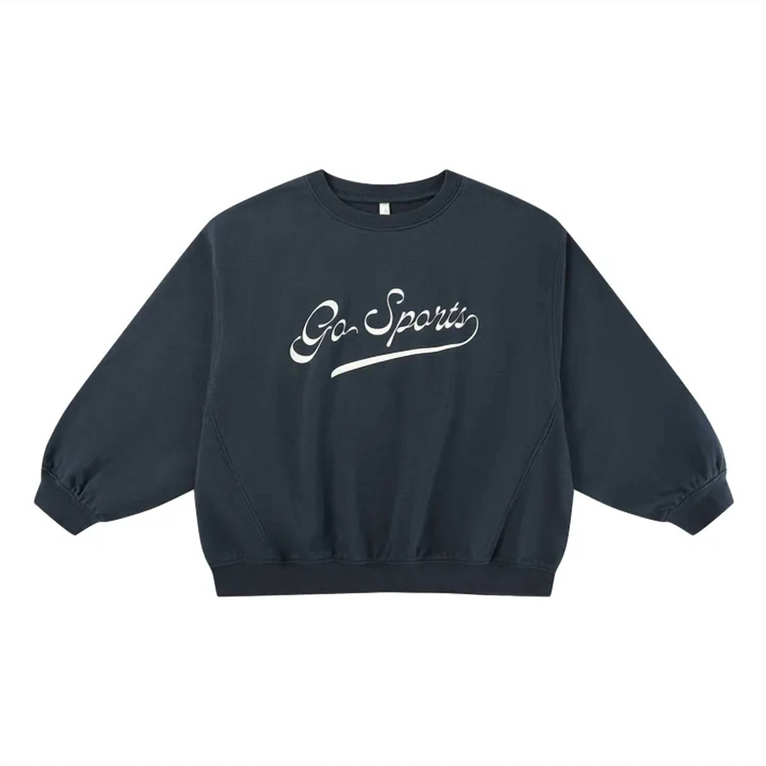 Rylee + Cru Go Sports Oversized Sweatshirt in navy blue - kids' shirt - alternate view