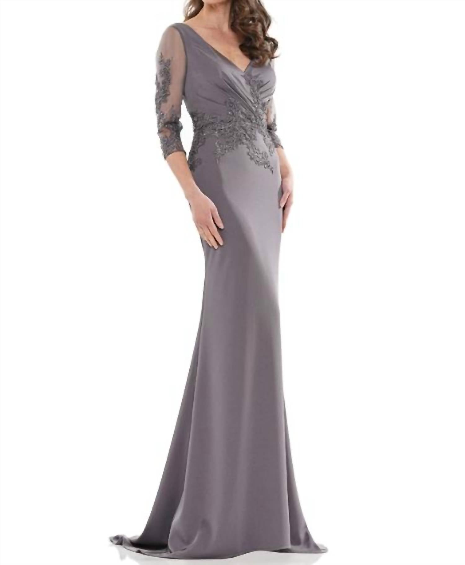 Colors Dress - Beaded Long Sleeve Gown