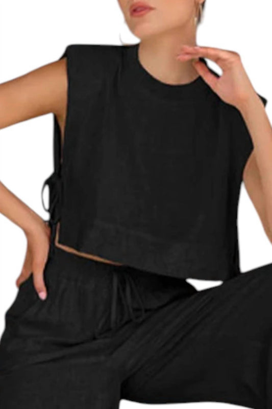 Sweetkama - Linen Sleeveless Crop Top