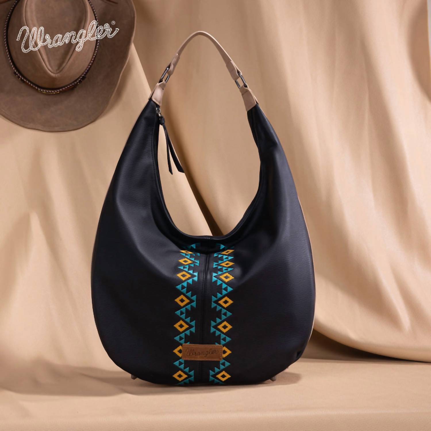 Wrangler - Aztec Embroidered Large Hobo Bag