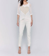 Charlie B - Fishnet V-neck Sweater With Heart