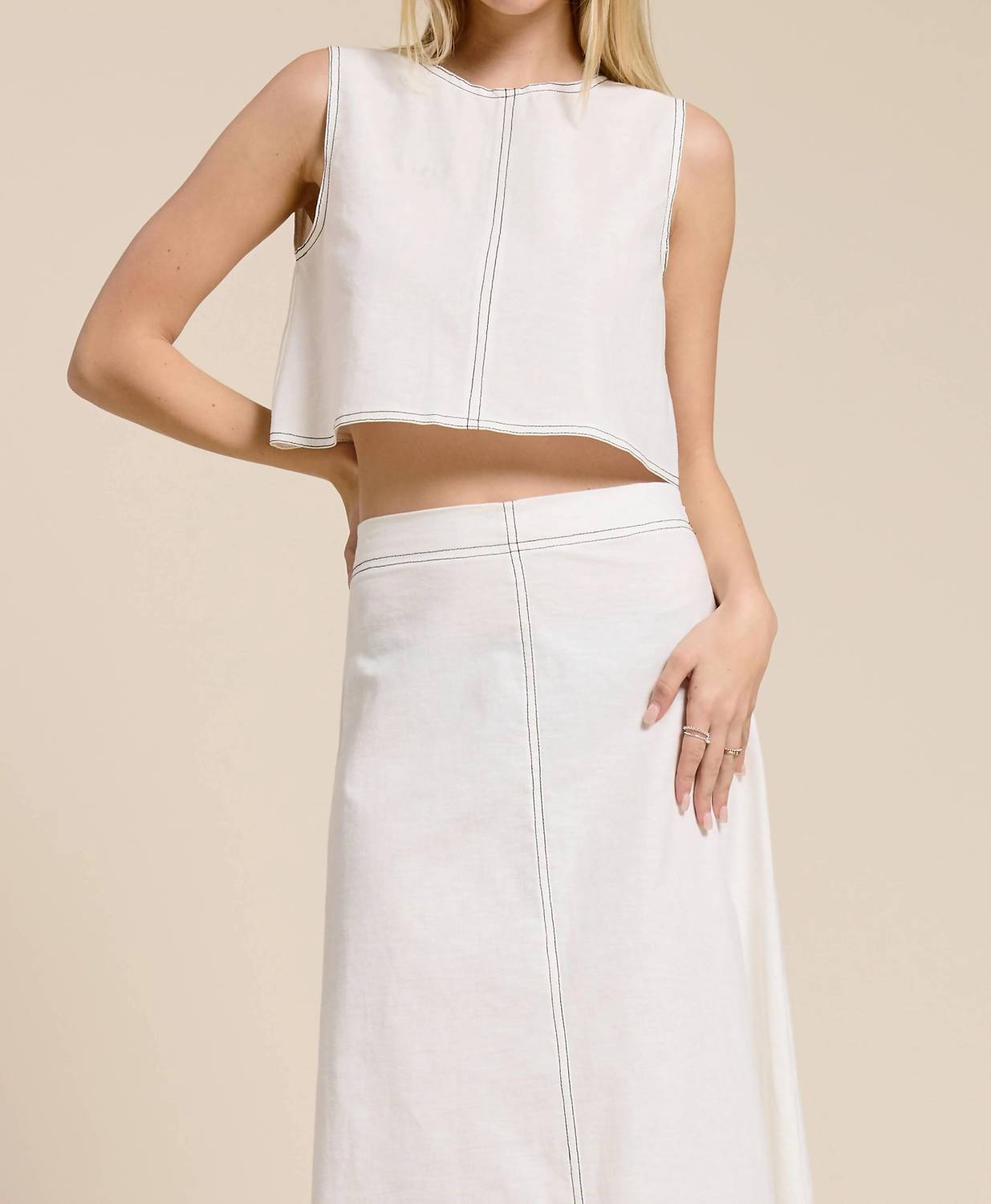 Mimosa - Santorini Linen Maxi Skirt Set