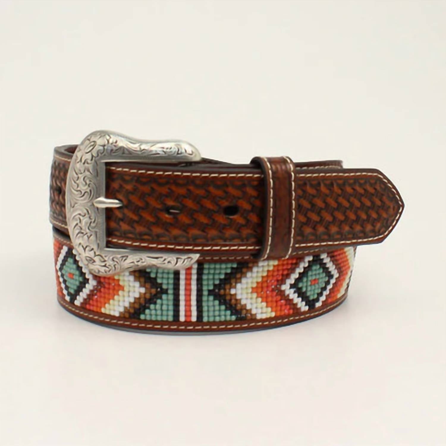 Nocona Belt Co. - Unisex Leather Southwestern Beaded Belt