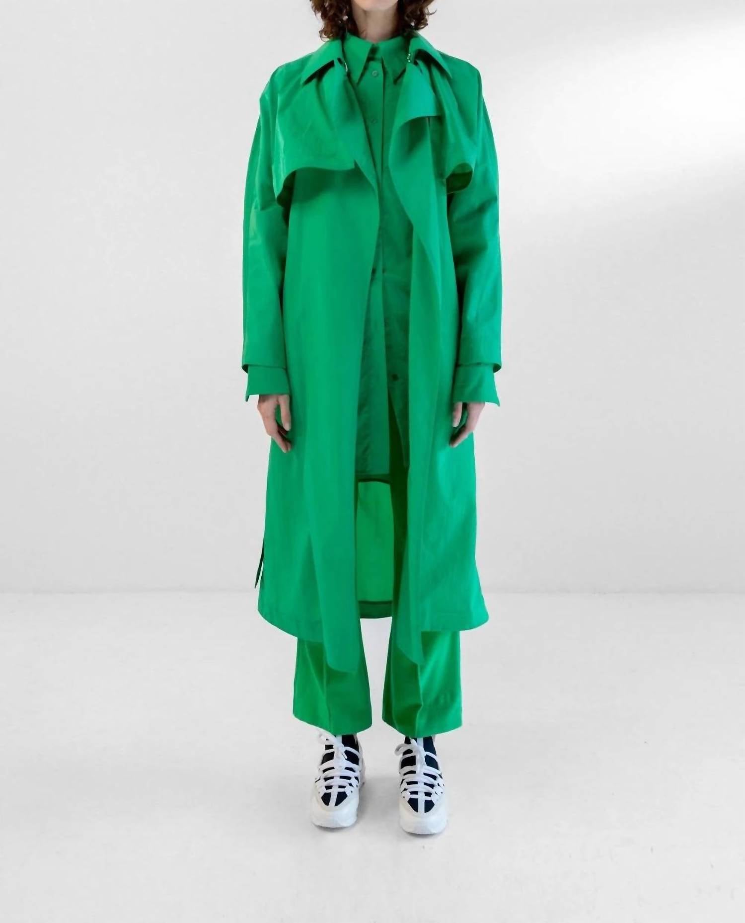 Maison Rabih Kayrouz Taffeta Long Coat in grass - women's jacket