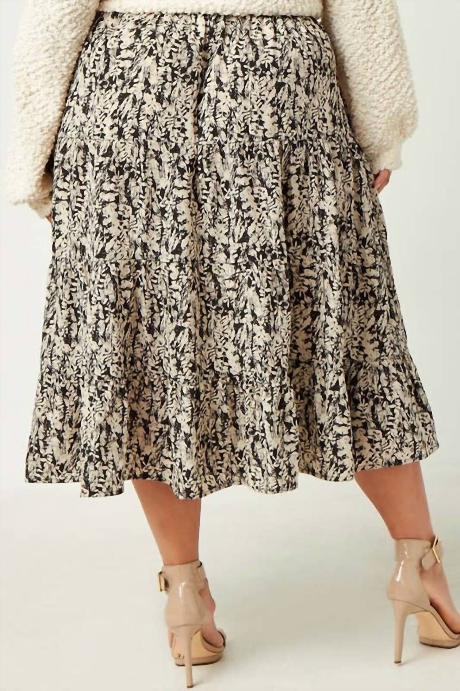 Hayden La - Botanical Print Elastic Waist Tiered Skirt - Plus