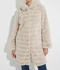 Joseph Ribkoff - REVERSIBLE FAUX FUR HOODED COAT