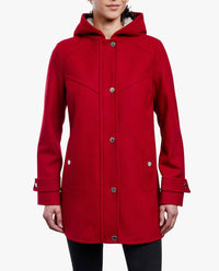 London Fog - Zip-front Sherpa Lined Hood 31" Wool Jacket