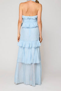 Line And Dot - Cari Halter Ruffle Maxi Dress