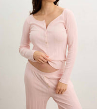 Hatch - Long Sleeve Pointelle Henley Top