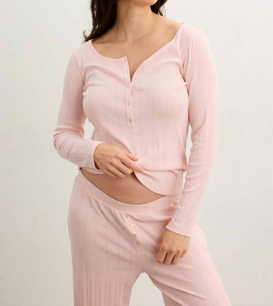 Hatch - Long Sleeve Pointelle Henley Top