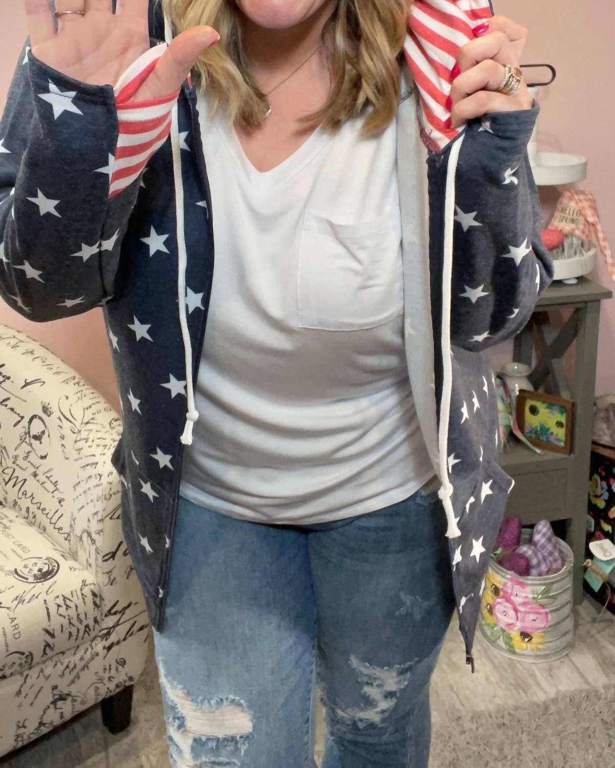 Michelle Mae - Stars and Stripes Zip Up Hoodie