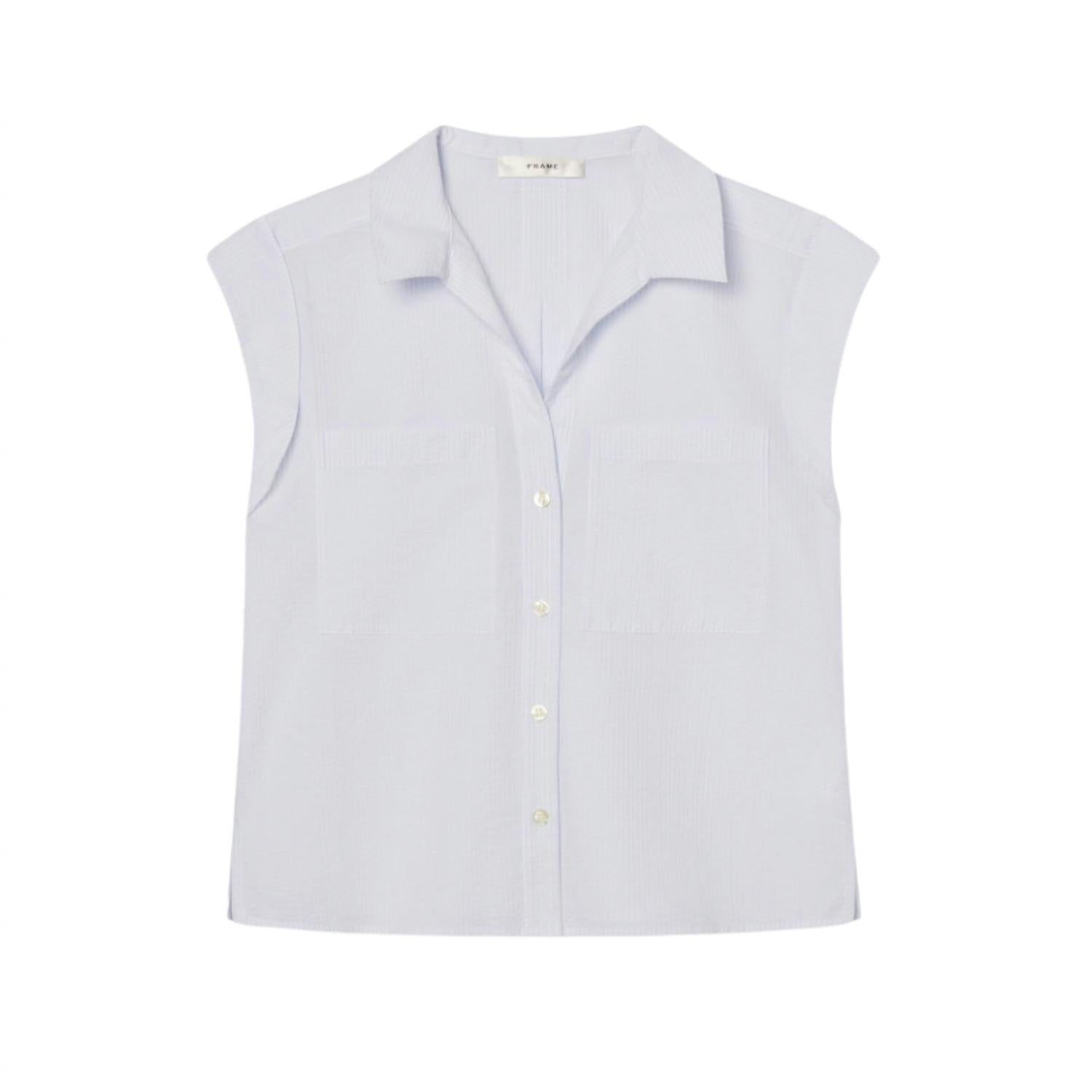 FRAME Women's Seersucker Leisure Shirt in blue - women's shirt