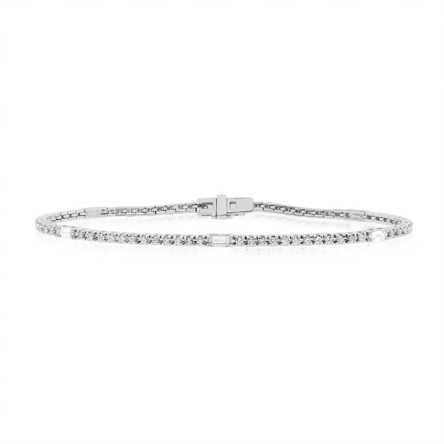 Diana M Jewels - Round And Baguette Diamond Tennis Bracelet