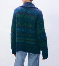 White + Warren - Alpaca Blend Fair Isle Bomber Cardigan
