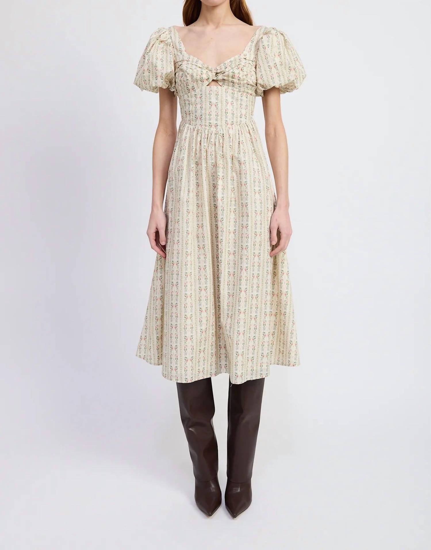 En Saison Rosalia Midi Dress in beige - women's dress