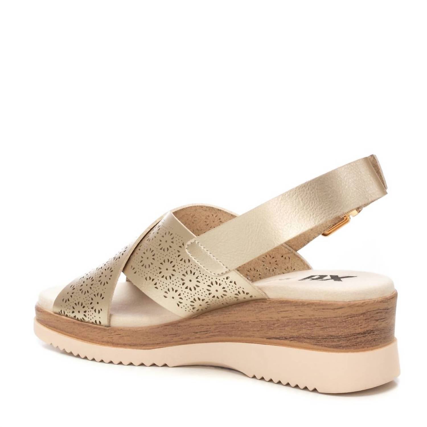 Xti Women's Pu Wedge Sandals in gold - women's shoe - alternate view