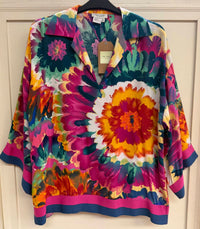 Tru Luxe - Women's Tie Dye Floral Tunic Blouse