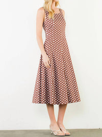 THML Polka Dot Midi Dress in brown - women's dress - detail view