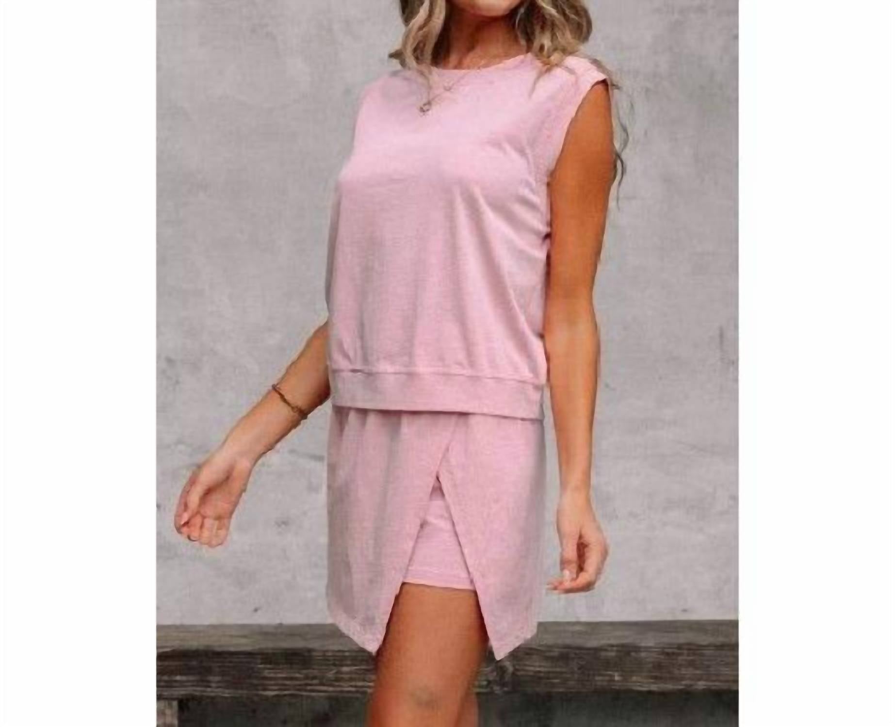Aapparella - Mineral Wash Cotton Tank And Skort Set