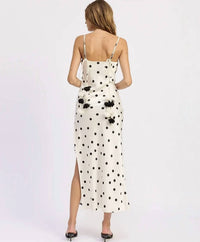En Saison - Women's Polka Dot Shoulder Tie Bias Maxi Slip Dress