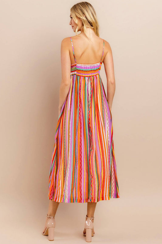 Tcec - I Came to Dance Striped Midi Dress