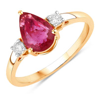 Diana M Jewels Women's Pear Natural Ruby Fashion Ring (1.08 Ct) - Petite in 14k yellow gold - women's jewelry