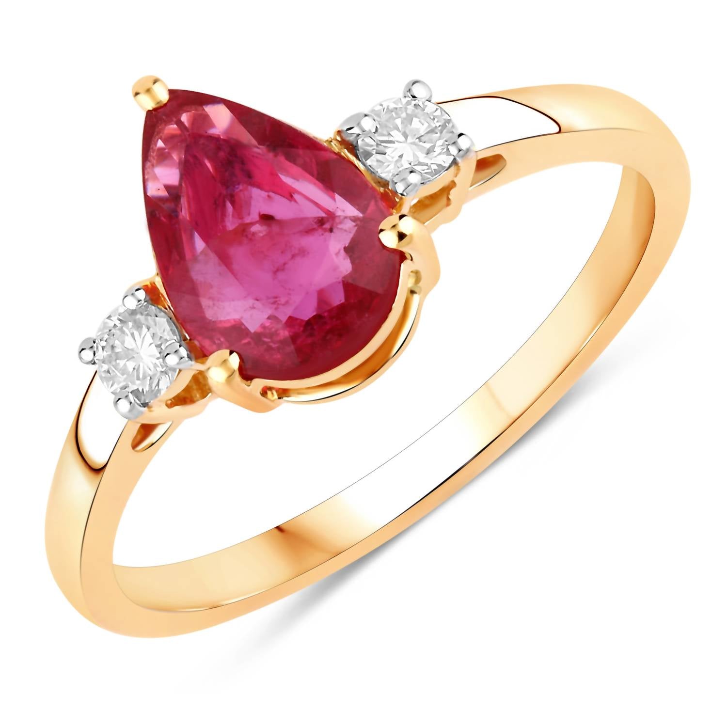 Diana M Jewels Women's Pear Natural Ruby Fashion Ring (1.08 Ct) - Petite in 14k yellow gold - women's jewelry