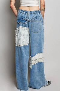 Pol - Boho Vintage Patchwork Denim Wide Leg Pants