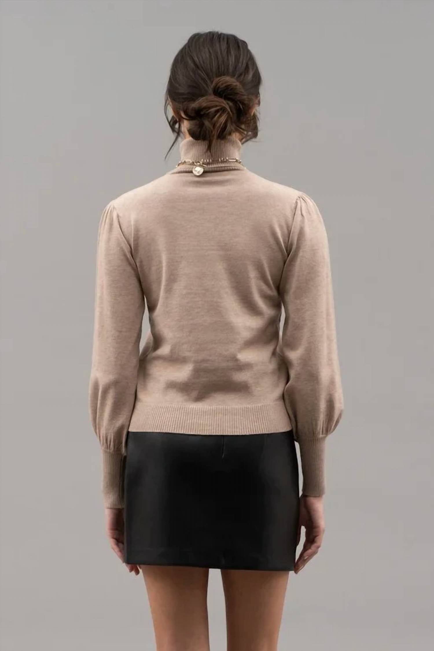 Blu Pepper - SOLID HIGH TURTLE NECK LONG SLEEVE KNIT TOP