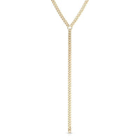 Eklexic - Women's Micro Link Curb Chain Lariat Necklace