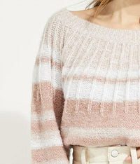 Gentle Fawn Clarissa Sweater in blush stripe pink - women's sweater - detail view